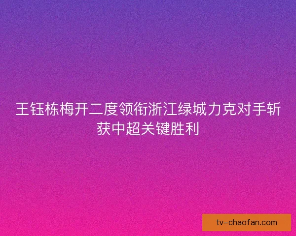 王钰栋梅开二度领衔浙江绿城力克对手斩获中超关键胜利